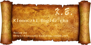 Klenoczki Boglárka névjegykártya