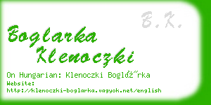 boglarka klenoczki business card